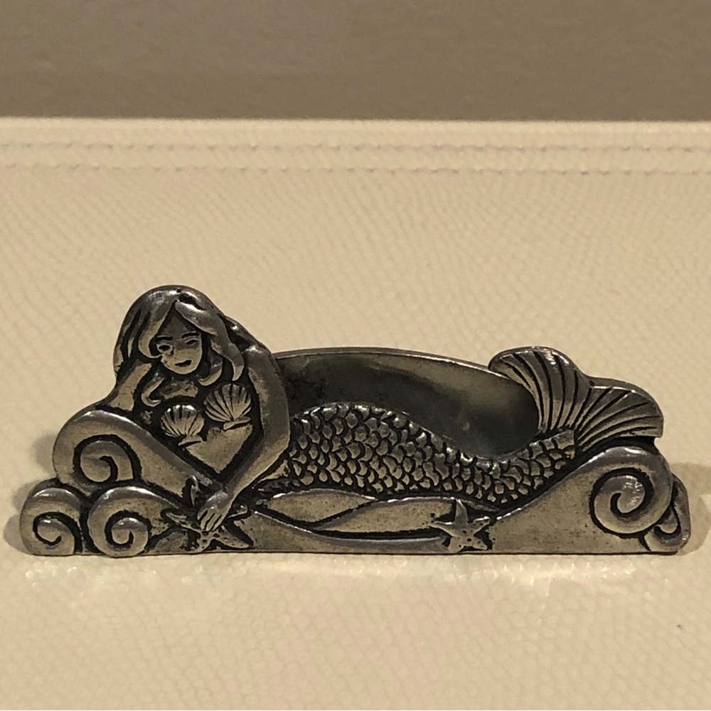 Pewter mermaid business card holder